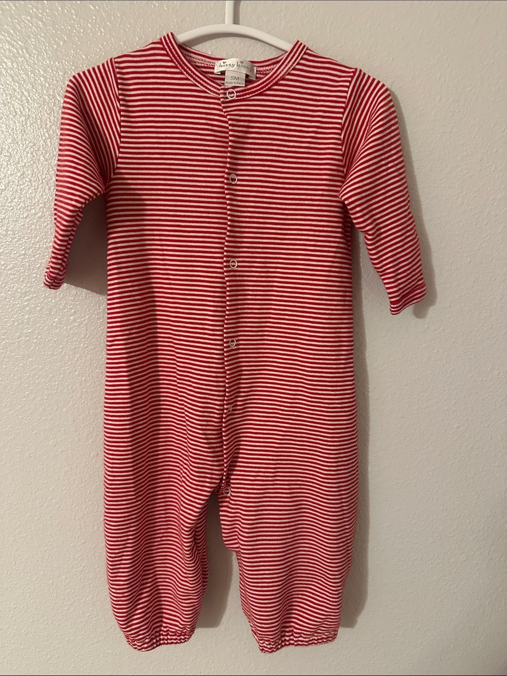 Kissy Kissy Red & White Striped One-Piece Footie